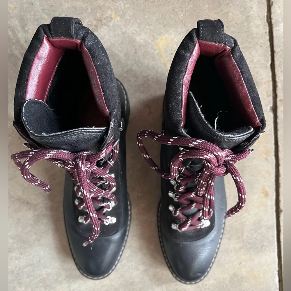 H&M Black Pleather Combat Lace-Up Boots - Picture 5 of 6